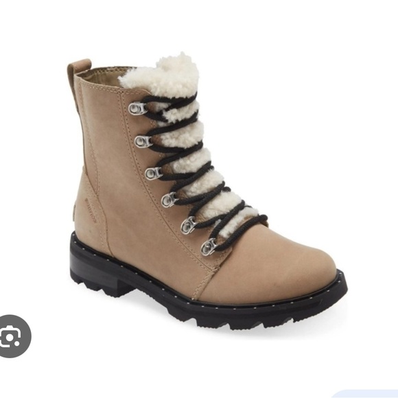 Sorel Lennox Lace-Up Boot with Genuine Shearling Trim - Picture 1 of 10